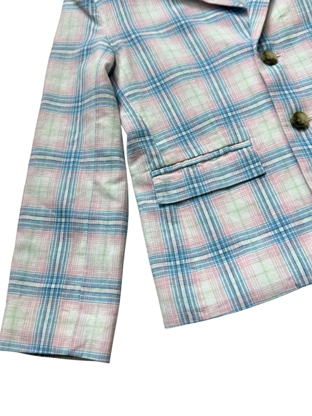Janie and Jack Pastel Plaid Linen Blend Blazer Jacket Preppy Easter Spring Sz 6
